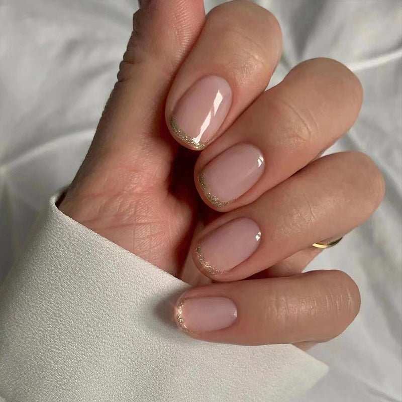 Mid - Length Press On False Nails Gradient Easy Wear Franch Reusable Natural - AMIR BAGS INDIA PRIVATE LIMITED
