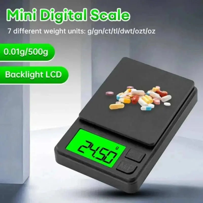 Mini high - precision LCD digital pocket scale 1kg/0.1g 500g/0.01g jewelry scale food scale kitchen mini gram scale with backlight - AMIR BAGS INDIA PRIVATE LIMITED