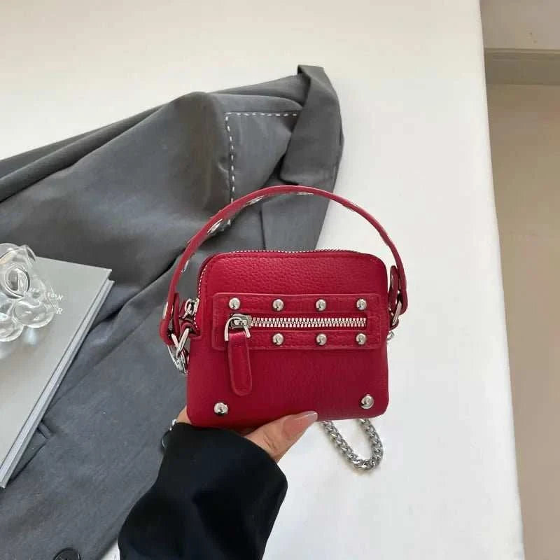 Mini Sling Bag Fashion Dress Accessory Punk Style Casual Crossbody Chest Bag Zipper Mini Mobile Phone Bag Underarm Purse - AMIR BAGS INDIA PRIVATE LIMITED