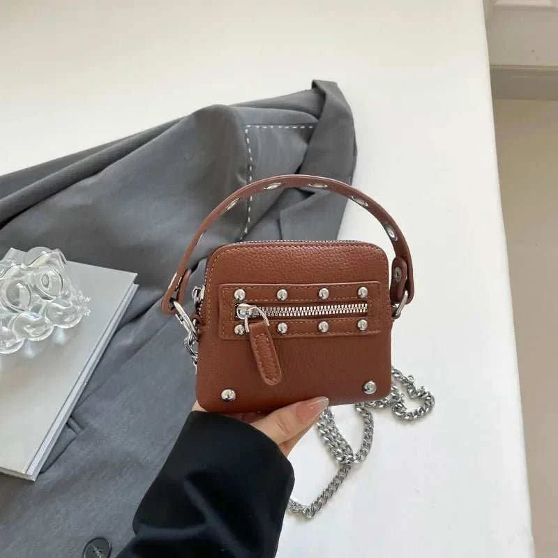Mini Sling Bag Fashion Dress Accessory Punk Style Casual Crossbody Chest Bag Zipper Mini Mobile Phone Bag Underarm Purse - AMIR BAGS INDIA PRIVATE LIMITED