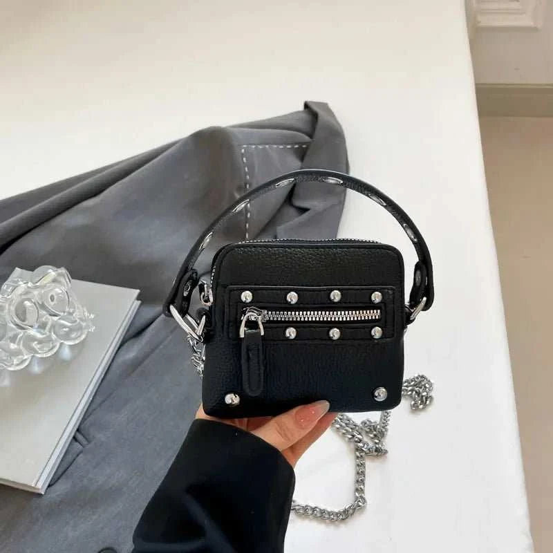 Mini Sling Bag Fashion Dress Accessory Punk Style Casual Crossbody Chest Bag Zipper Mini Mobile Phone Bag Underarm Purse - AMIR BAGS INDIA PRIVATE LIMITED