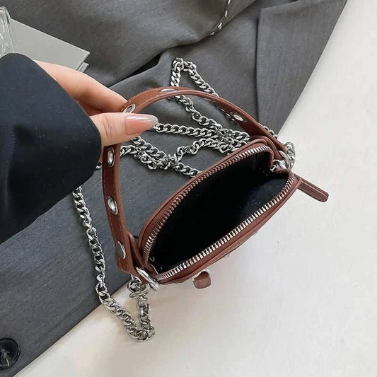 Mini Sling Bag Fashion Dress Accessory Punk Style Casual Crossbody Chest Bag Zipper Mini Mobile Phone Bag Underarm Purse - AMIR BAGS INDIA PRIVATE LIMITED