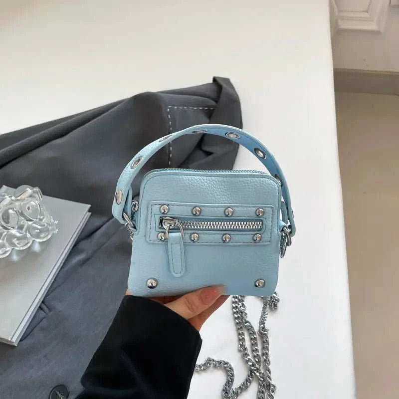 Mini Sling Bag Fashion Dress Accessory Punk Style Casual Crossbody Chest Bag Zipper Mini Mobile Phone Bag Underarm Purse - AMIR BAGS INDIA PRIVATE LIMITED