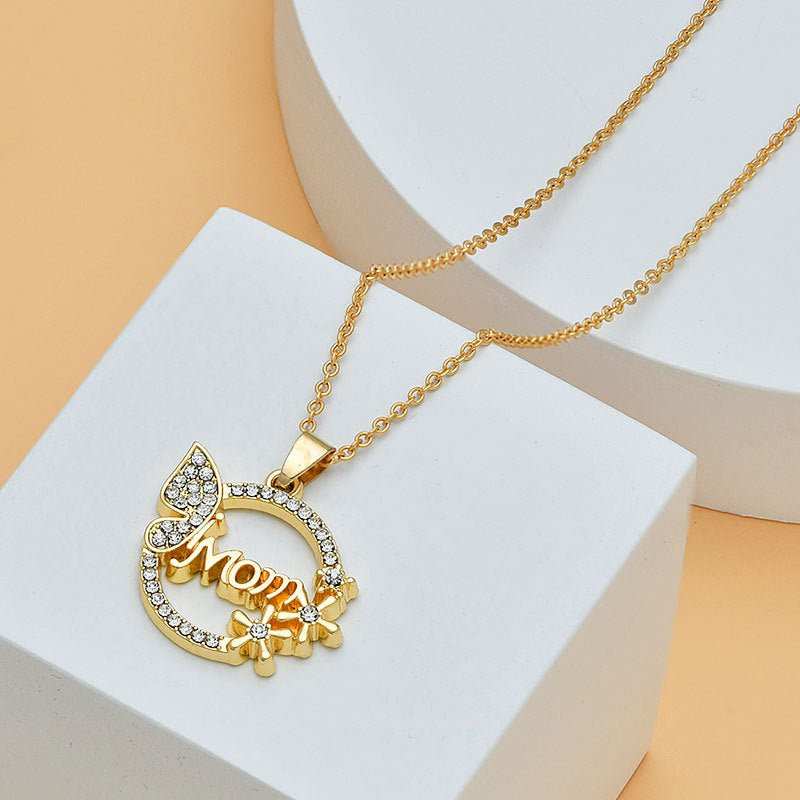 Mother's Day Mom Heart Shape With Diamond Letter Necklace For Women Fine Jewelry Women Accessories Fashion Jewelry - AMIR BAGS INDIA PRIVATE LIMITED