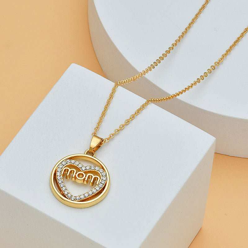 Mother's Day Mom Heart Shape With Diamond Letter Necklace For Women Fine Jewelry Women Accessories Fashion Jewelry - AMIR BAGS INDIA PRIVATE LIMITED