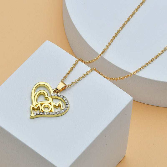 Mother's Day Mom Heart Shape With Diamond Letter Necklace For Women Fine Jewelry Women Accessories Fashion Jewelry - AMIR BAGS INDIA PRIVATE LIMITED