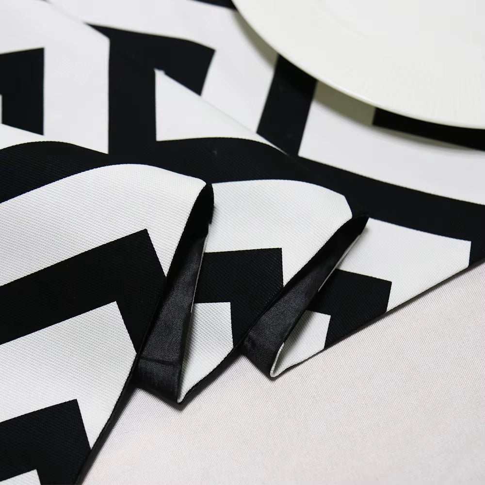 New Black White Striped Table Runner Tea Table TV Cabinet Tablecloth Home Decor Cover Table Cloth with Tassel Party Bed Runner - AMIR BAGS INDIA PRIVATE LIMITED