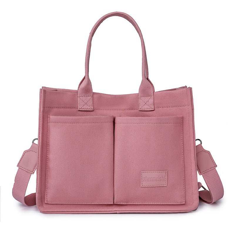New Canvas Shoulder Bag Women Large Capacity Multi - pocket Handbags Casual Crossbody Shopper Bags For Students - AMIR BAGS INDIA PRIVATE LIMITED