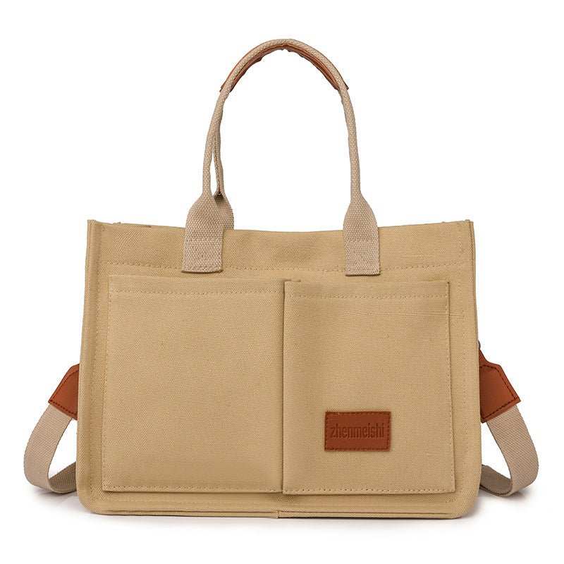 New Canvas Shoulder Bag Women Large Capacity Multi - pocket Handbags Casual Crossbody Shopper Bags For Students - AMIR BAGS INDIA PRIVATE LIMITED