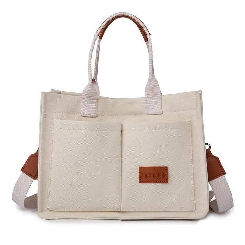 New Canvas Shoulder Bag Women Large Capacity Multi - pocket Handbags Casual Crossbody Shopper Bags For Students - AMIR BAGS INDIA PRIVATE LIMITED