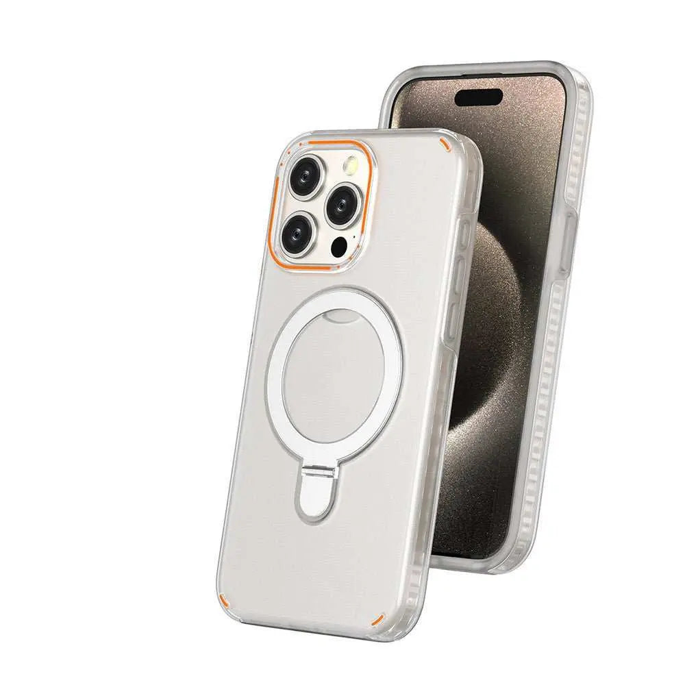 New Colorful Magnetic Bracket Phone Case With Holder Stand Cover For Magesafe Magnetic Transparent Wireless Charge Case For Phone - AMIR BAGS INDIA PRIVATE LIMITED