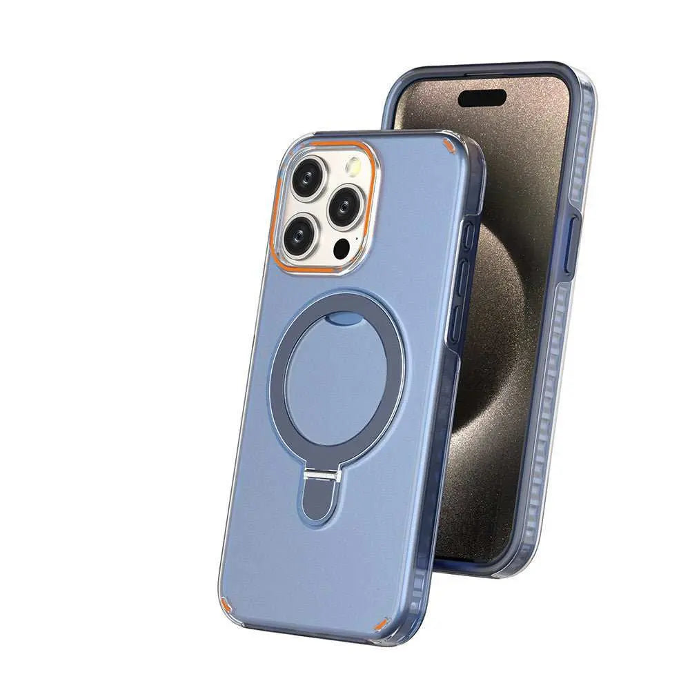 New Colorful Magnetic Bracket Phone Case With Holder Stand Cover For Magesafe Magnetic Transparent Wireless Charge Case For Phone - AMIR BAGS INDIA PRIVATE LIMITED