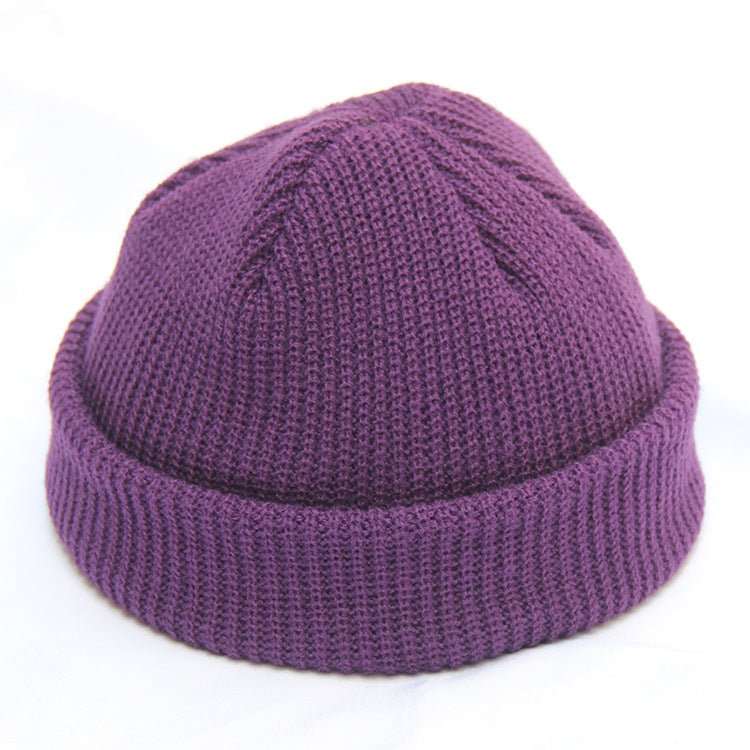 New Fashion Mens Beanie Winter Knit Hat Boy Skullcap Sailor Cap Cuffs Retro Navy Short Hat Solid Color Unisex Autumn Warm Cap - AMIR BAGS INDIA PRIVATE LIMITED