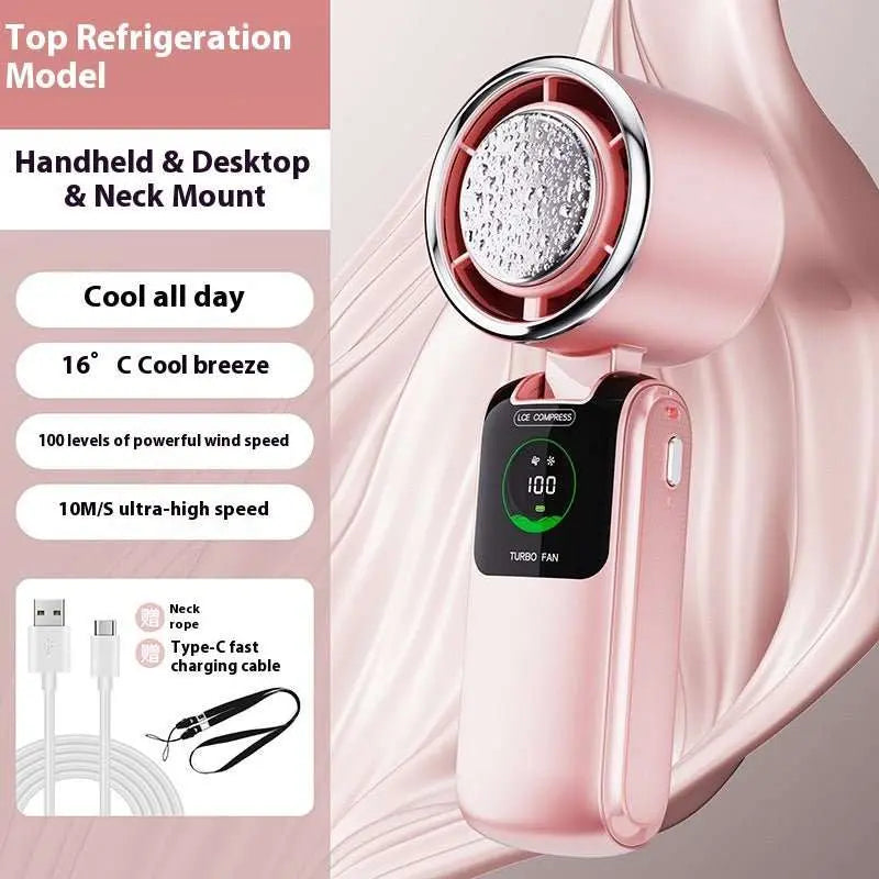 New Ice Pack High - Speed Handheld Eletirc Fan Speed Adjustable Folding Mini Fan Portable Outdoor Hanging Neck Small Fan - AMIR BAGS INDIA PRIVATE LIMITED