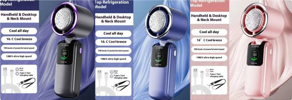 New Ice Pack High - Speed Handheld Eletirc Fan Speed Adjustable Folding Mini Fan Portable Outdoor Hanging Neck Small Fan - AMIR BAGS INDIA PRIVATE LIMITED