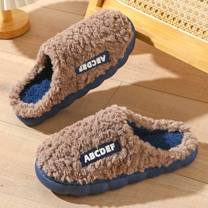 New Letter Home Slippers Autumn And Winter Indoor Non - slip Thick - soled Fur Slippers Fluffy Slides Household Warm Shoes - AMIR BAGS INDIA PRIVATE LIMITED