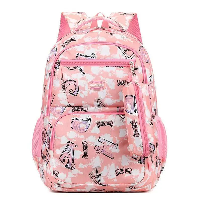 New Letter Print Backpack With Pencil Case Fsahion Sweet Primary School Students Schoolbag For Girls Boys - AMIR BAGS INDIA PRIVATE LIMITED