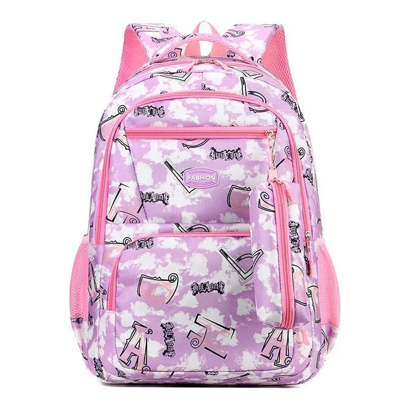 New Letter Print Backpack With Pencil Case Fsahion Sweet Primary School Students Schoolbag For Girls Boys - AMIR BAGS INDIA PRIVATE LIMITED