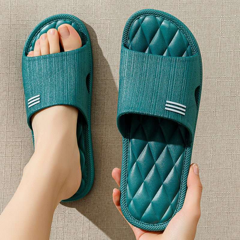 New Lozenge Texture Design Home Slippers Women Men Summer Indoor Solid Color Anti - Slip Floor Bathroom Shoes For Couple - AMIR BAGS INDIA PRIVATE LIMITED