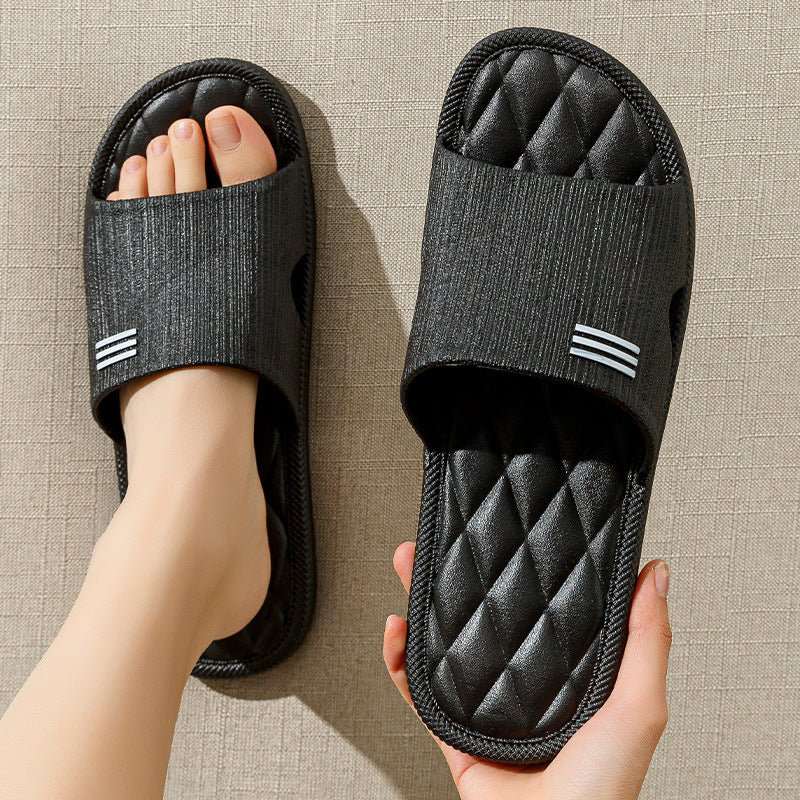 New Lozenge Texture Design Home Slippers Women Men Summer Indoor Solid Color Anti - Slip Floor Bathroom Shoes For Couple - AMIR BAGS INDIA PRIVATE LIMITED