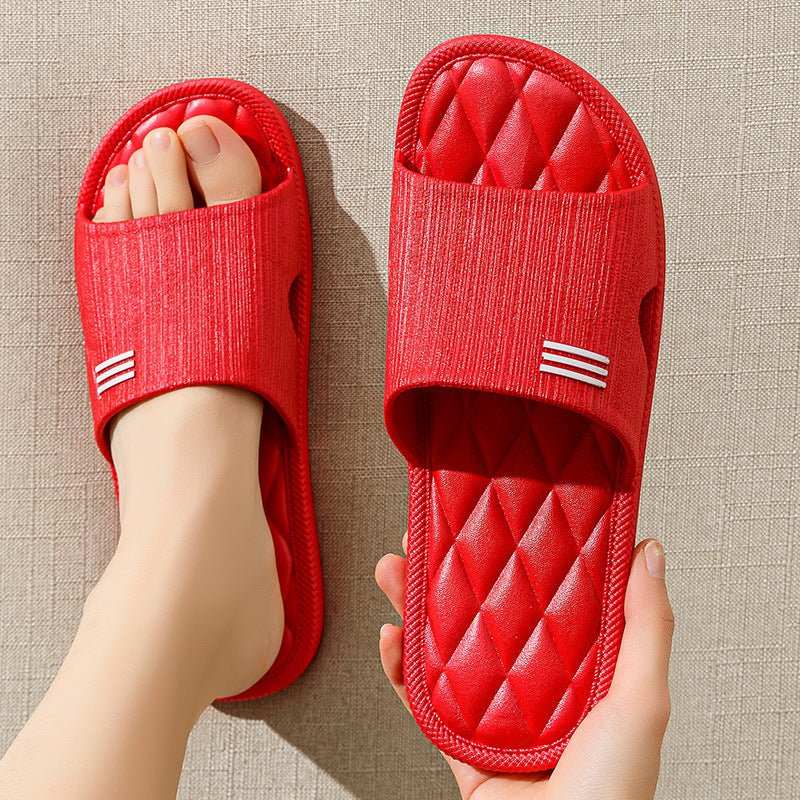 New Lozenge Texture Design Home Slippers Women Men Summer Indoor Solid Color Anti - Slip Floor Bathroom Shoes For Couple - AMIR BAGS INDIA PRIVATE LIMITED