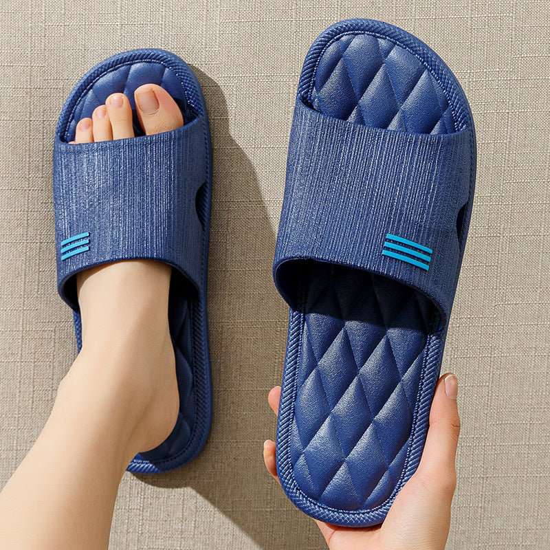 New Lozenge Texture Design Home Slippers Women Men Summer Indoor Solid Color Anti - Slip Floor Bathroom Shoes For Couple - AMIR BAGS INDIA PRIVATE LIMITED