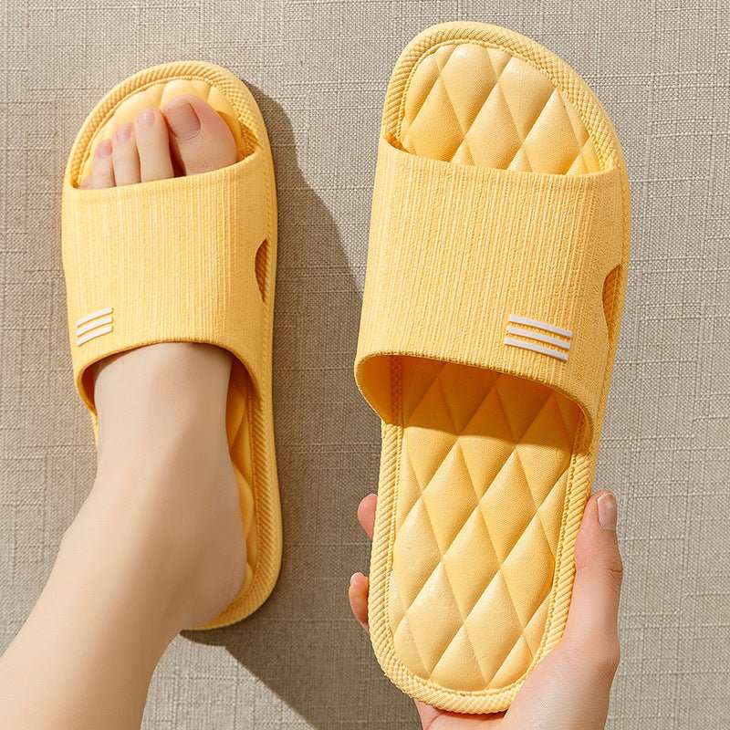 New Lozenge Texture Design Home Slippers Women Men Summer Indoor Solid Color Anti - Slip Floor Bathroom Shoes For Couple - AMIR BAGS INDIA PRIVATE LIMITED