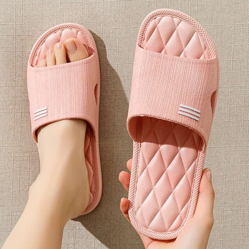 New Lozenge Texture Design Home Slippers Women Men Summer Indoor Solid Color Anti - Slip Floor Bathroom Shoes For Couple - AMIR BAGS INDIA PRIVATE LIMITED