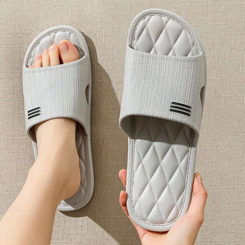 New Lozenge Texture Design Home Slippers Women Men Summer Indoor Solid Color Anti - Slip Floor Bathroom Shoes For Couple - AMIR BAGS INDIA PRIVATE LIMITED