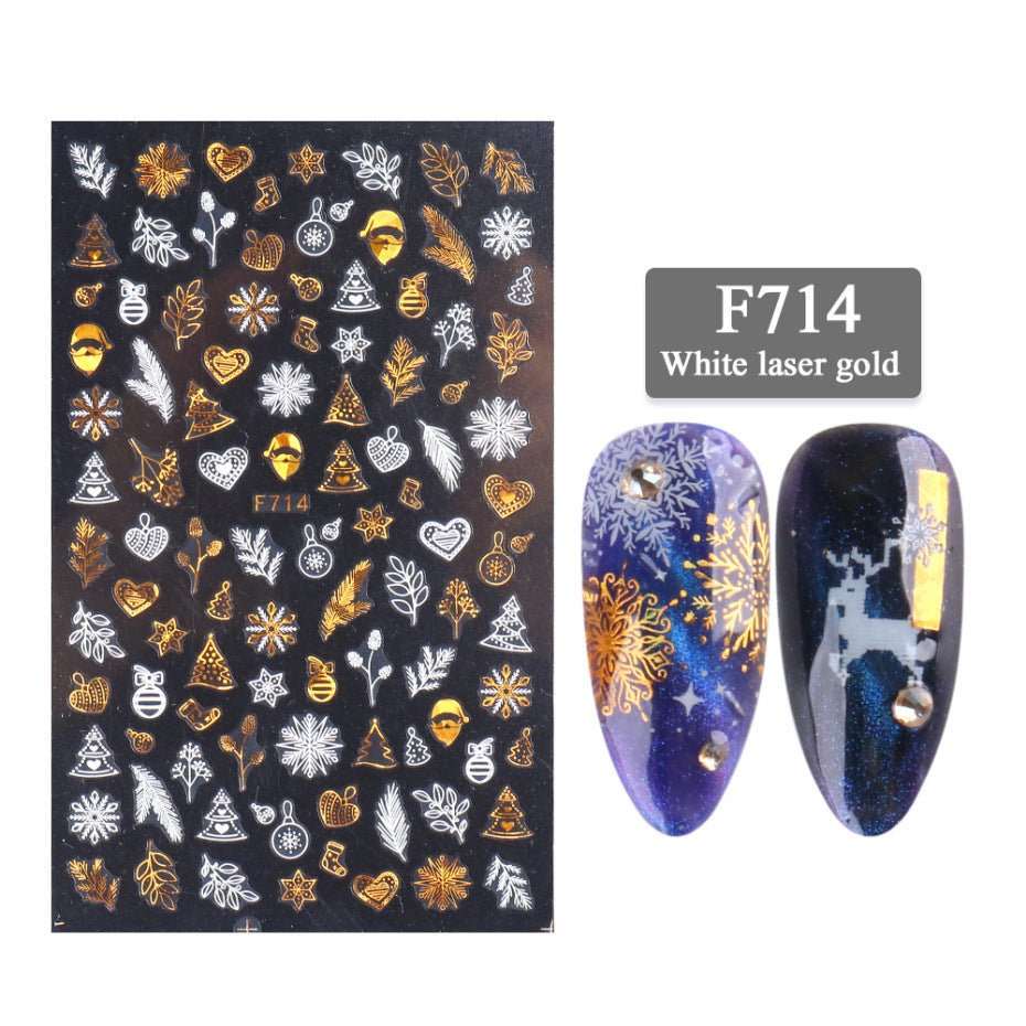 New Nail Stickers 3D Christmas Series Two - color Golden Laser Snowflake Thin Stickers Nail Art Design Nail Art Stickers - AMIR BAGS INDIA PRIVATE LIMITED
