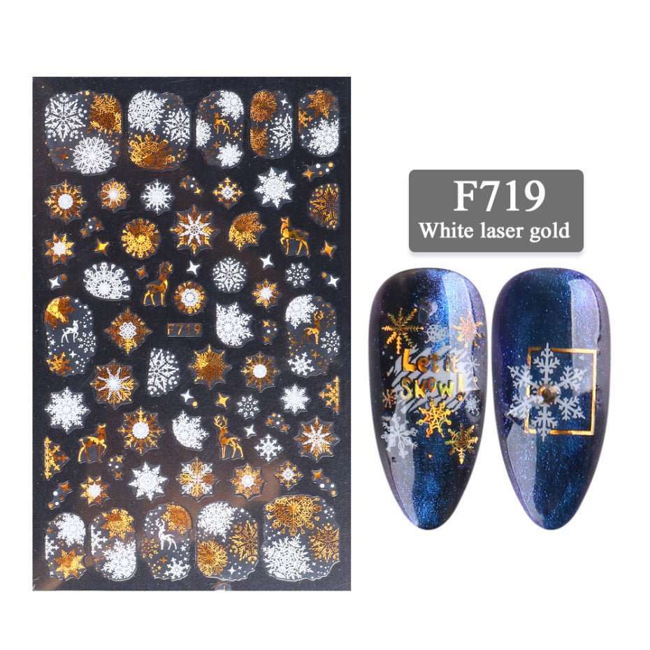 New Nail Stickers 3D Christmas Series Two - color Golden Laser Snowflake Thin Stickers Nail Art Design Nail Art Stickers - AMIR BAGS INDIA PRIVATE LIMITED
