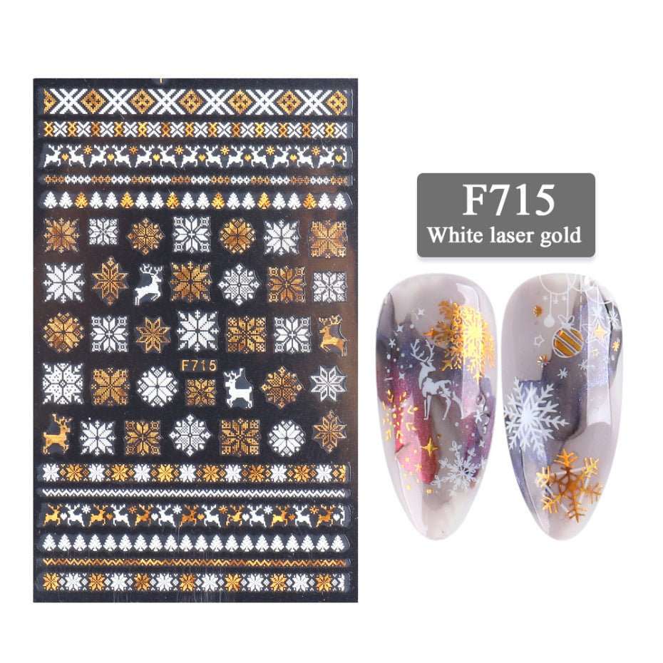 New Nail Stickers 3D Christmas Series Two - color Golden Laser Snowflake Thin Stickers Nail Art Design Nail Art Stickers - AMIR BAGS INDIA PRIVATE LIMITED
