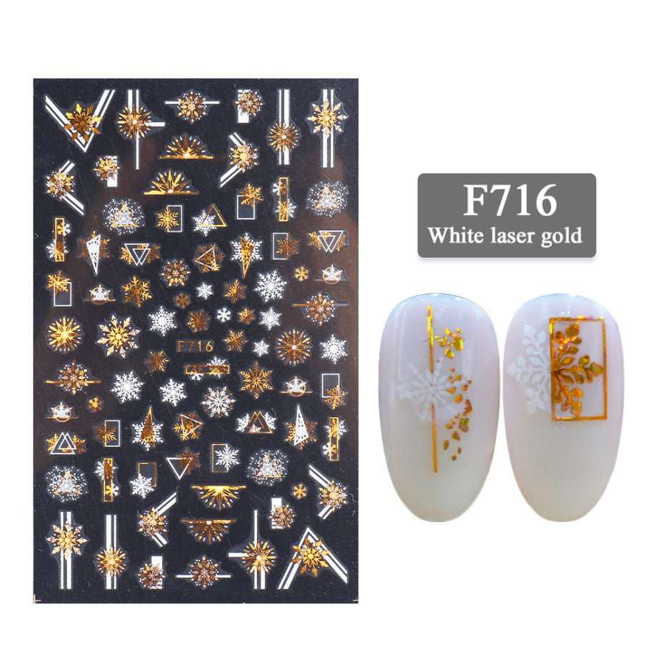 New Nail Stickers 3D Christmas Series Two - color Golden Laser Snowflake Thin Stickers Nail Art Design Nail Art Stickers - AMIR BAGS INDIA PRIVATE LIMITED