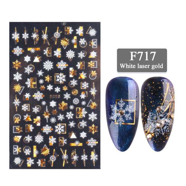 New Nail Stickers 3D Christmas Series Two - color Golden Laser Snowflake Thin Stickers Nail Art Design Nail Art Stickers - AMIR BAGS INDIA PRIVATE LIMITED