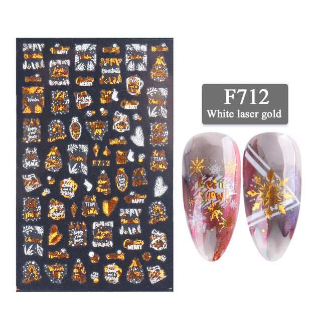 New Nail Stickers 3D Christmas Series Two - color Golden Laser Snowflake Thin Stickers Nail Art Design Nail Art Stickers - AMIR BAGS INDIA PRIVATE LIMITED