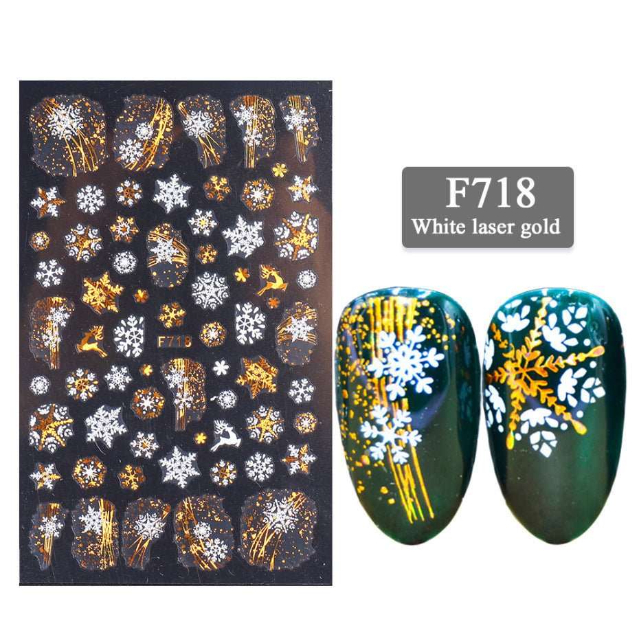 New Nail Stickers 3D Christmas Series Two - color Golden Laser Snowflake Thin Stickers Nail Art Design Nail Art Stickers - AMIR BAGS INDIA PRIVATE LIMITED