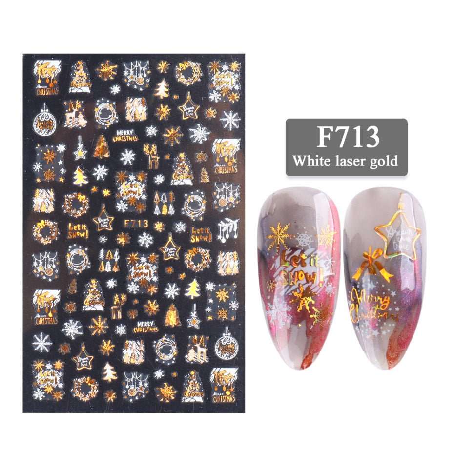 New Nail Stickers 3D Christmas Series Two - color Golden Laser Snowflake Thin Stickers Nail Art Design Nail Art Stickers - AMIR BAGS INDIA PRIVATE LIMITED