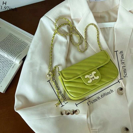 New texture fashion simple pure colour trend lattice small fragrant wind chain bag temperament shoulder crossbody female bags - AMIR BAGS INDIA PRIVATE LIMITED