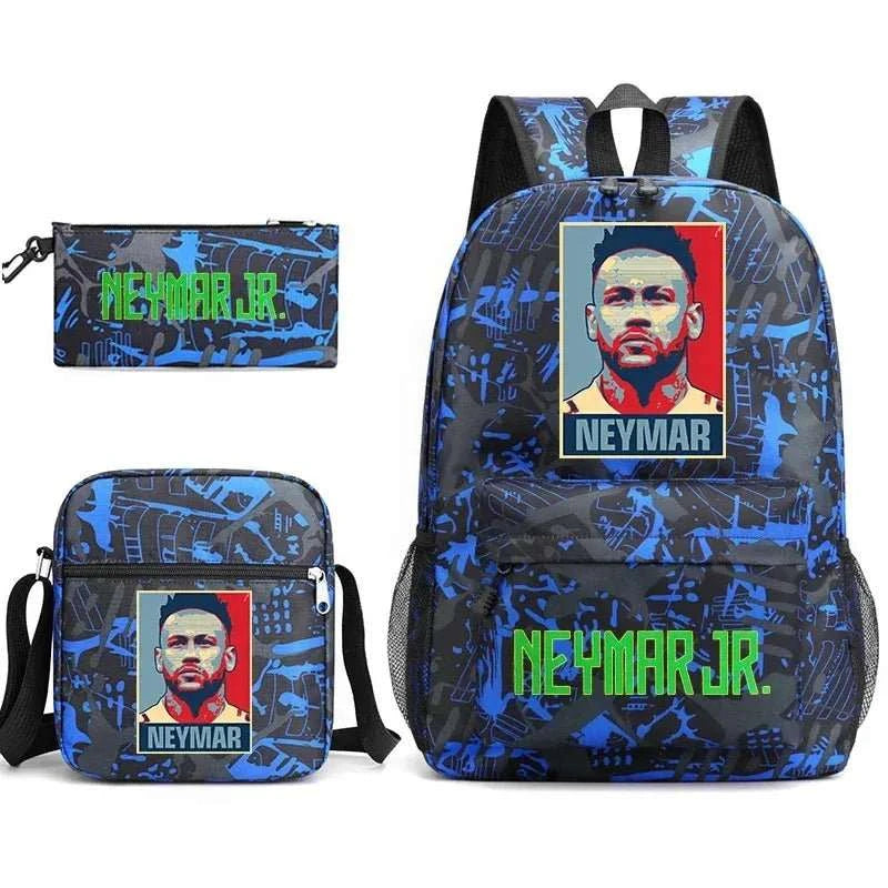 Neymar Avatar print student school bag set casual backpack pencil bag shoulder bag 3 - piece set - AMIR BAGS INDIA PRIVATE LIMITED