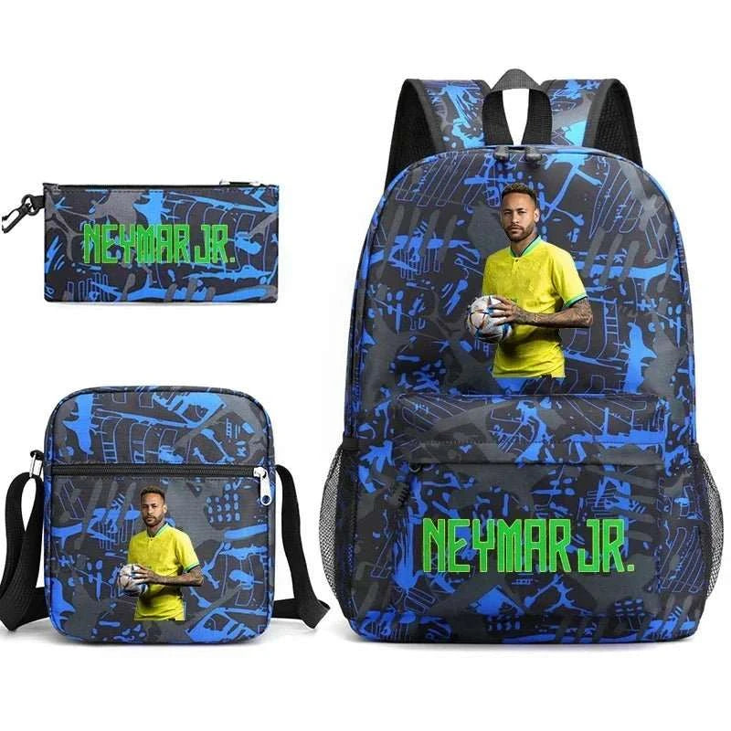 Neymar Avatar print student school bag set casual backpack pencil bag shoulder bag 3 - piece set - AMIR BAGS INDIA PRIVATE LIMITED
