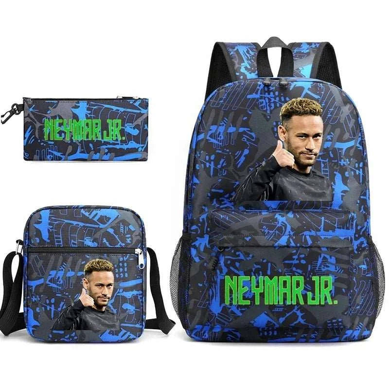 Neymar Avatar print student school bag set casual backpack pencil bag shoulder bag 3 - piece set - AMIR BAGS INDIA PRIVATE LIMITED