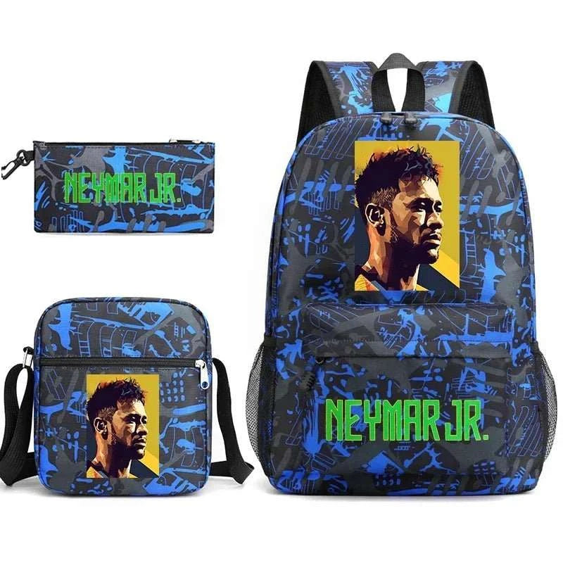 Neymar Avatar print student school bag set casual backpack pencil bag shoulder bag 3 - piece set - AMIR BAGS INDIA PRIVATE LIMITED