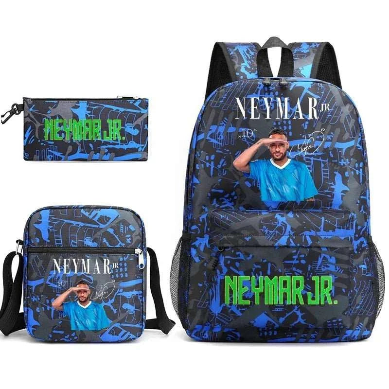 Neymar Avatar print student school bag set casual backpack pencil bag shoulder bag 3 - piece set - AMIR BAGS INDIA PRIVATE LIMITED