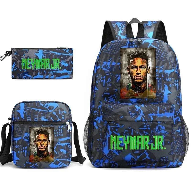 Neymar Avatar print student school bag set casual backpack pencil bag shoulder bag 3 - piece set - AMIR BAGS INDIA PRIVATE LIMITED