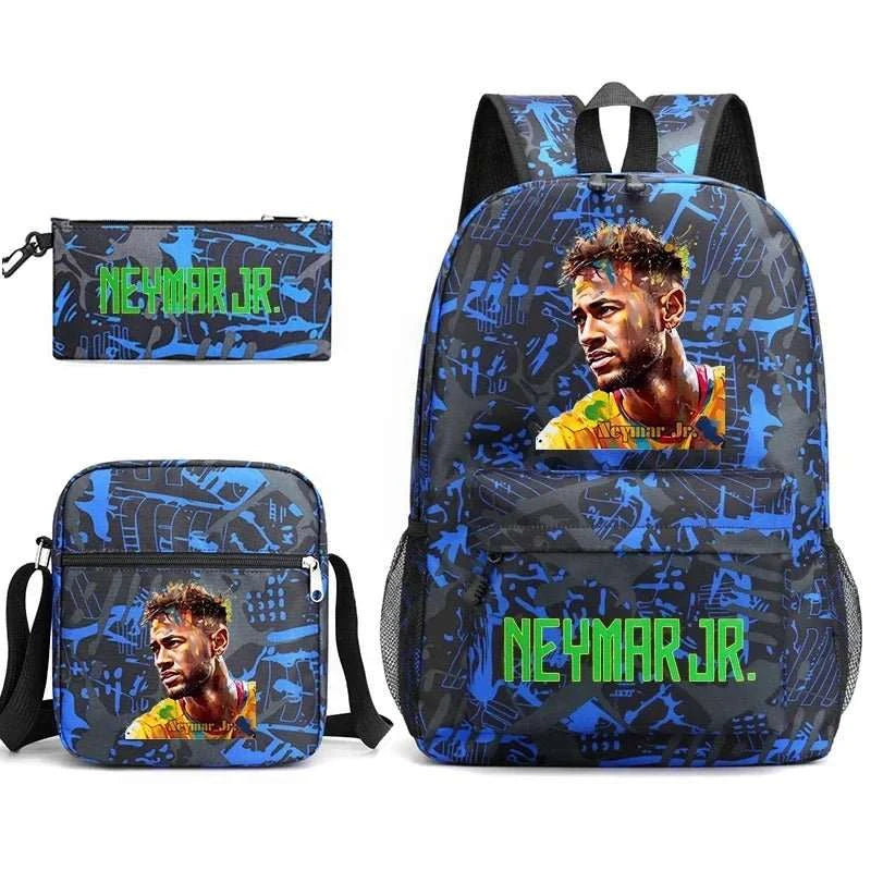 Neymar Avatar print student school bag set casual backpack pencil bag shoulder bag 3 - piece set - AMIR BAGS INDIA PRIVATE LIMITED
