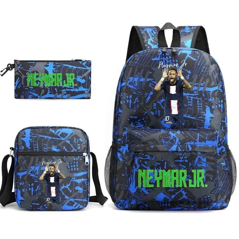 Neymar Avatar print student school bag set casual backpack pencil bag shoulder bag 3 - piece set - AMIR BAGS INDIA PRIVATE LIMITED