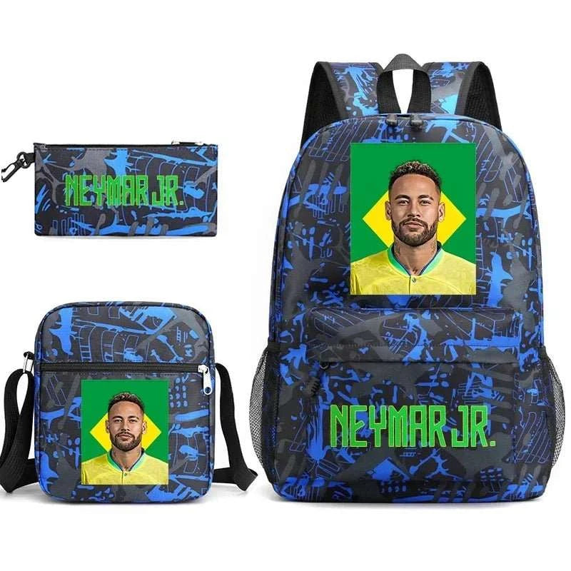 Neymar Avatar print student school bag set casual backpack pencil bag shoulder bag 3 - piece set - AMIR BAGS INDIA PRIVATE LIMITED