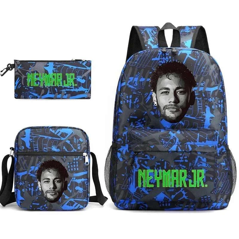 Neymar Avatar print student school bag set casual backpack pencil bag shoulder bag 3 - piece set - AMIR BAGS INDIA PRIVATE LIMITED