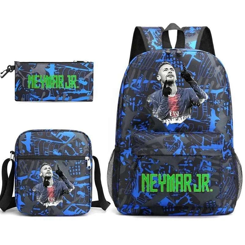 Neymar Avatar print student school bag set casual backpack pencil bag shoulder bag 3 - piece set - AMIR BAGS INDIA PRIVATE LIMITED
