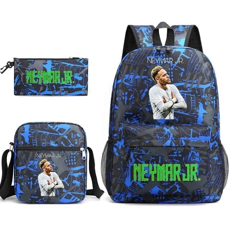 Neymar Avatar print student school bag set casual backpack pencil bag shoulder bag 3 - piece set - AMIR BAGS INDIA PRIVATE LIMITED